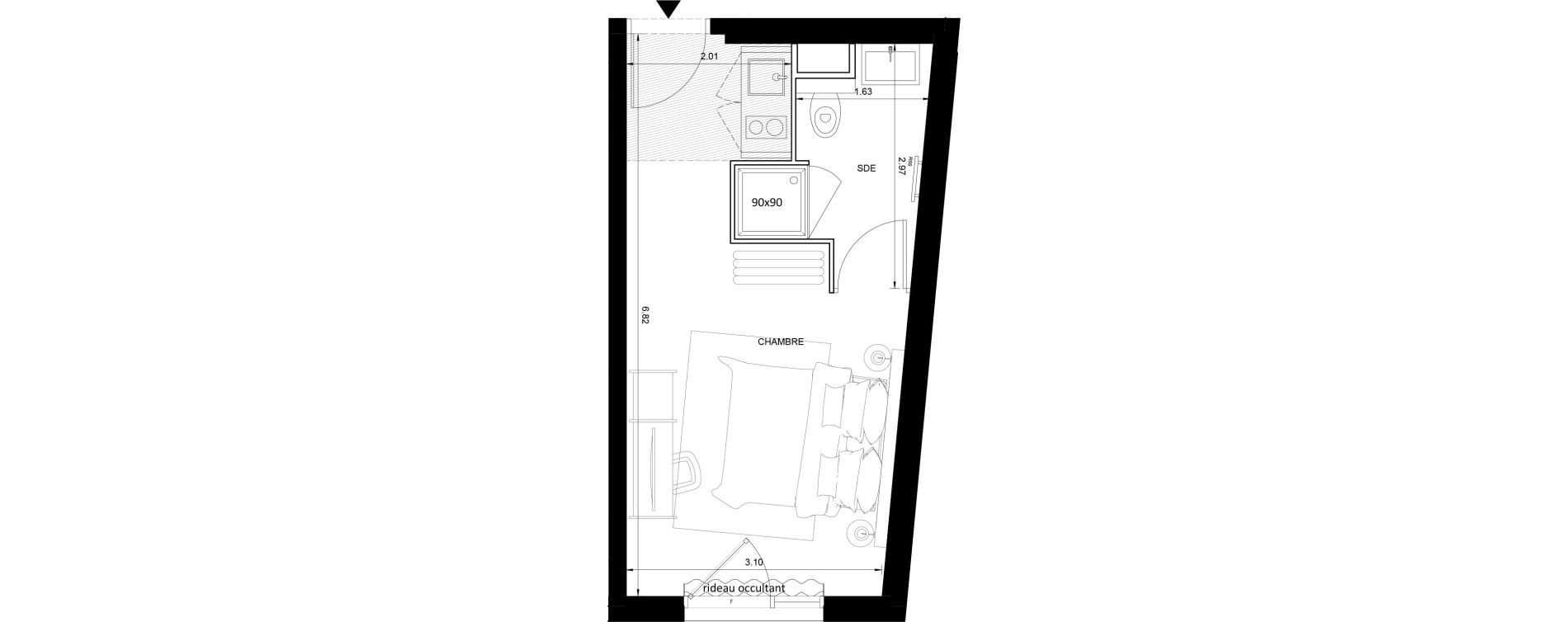 Studio meubl&eacute; de 22,00 m2 &agrave; Nice Grand ar&eacute;nas