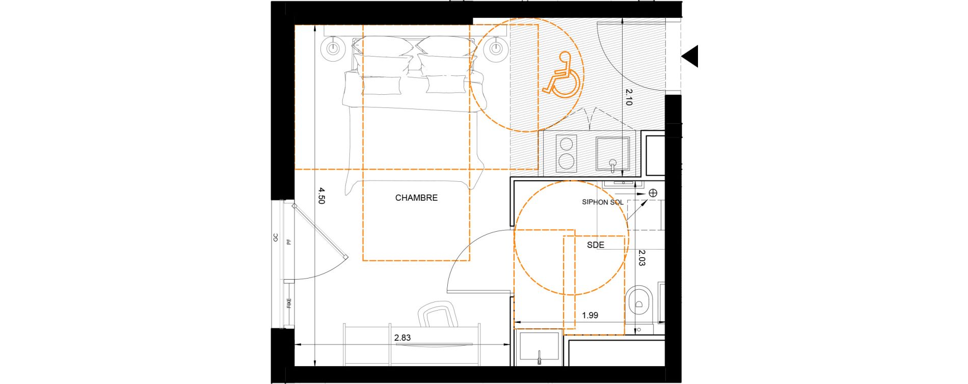 Studio meubl&eacute; de 20,87 m2 &agrave; Nice Grand ar&eacute;nas