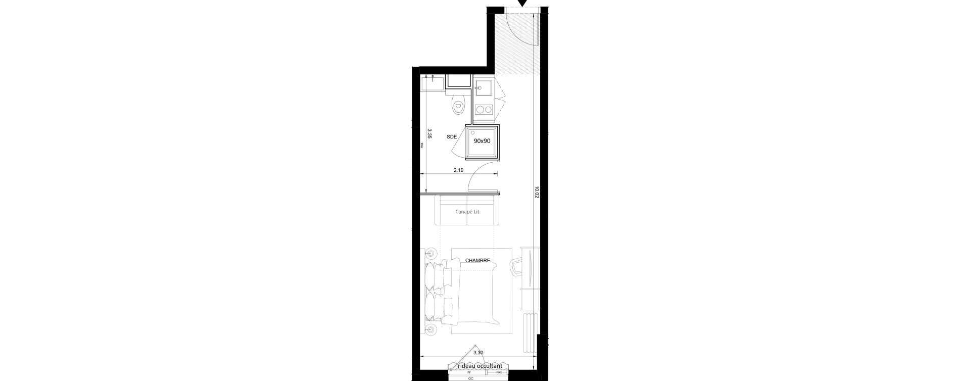 Studio meubl&eacute; de 29,48 m2 &agrave; Nice Grand ar&eacute;nas