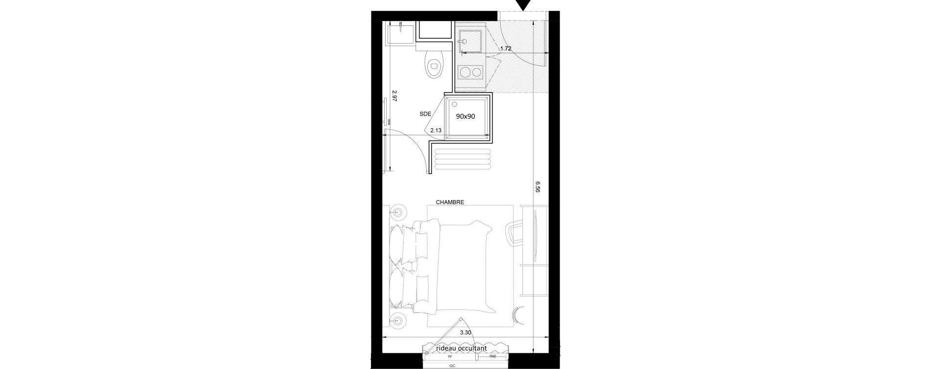 Studio meubl&eacute; de 20,72 m2 &agrave; Nice Grand ar&eacute;nas