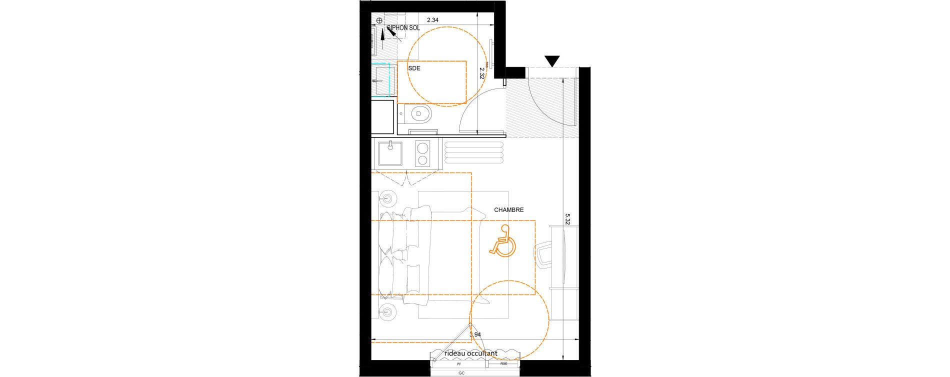 Studio meubl&eacute; de 22,28 m2 &agrave; Nice Grand ar&eacute;nas