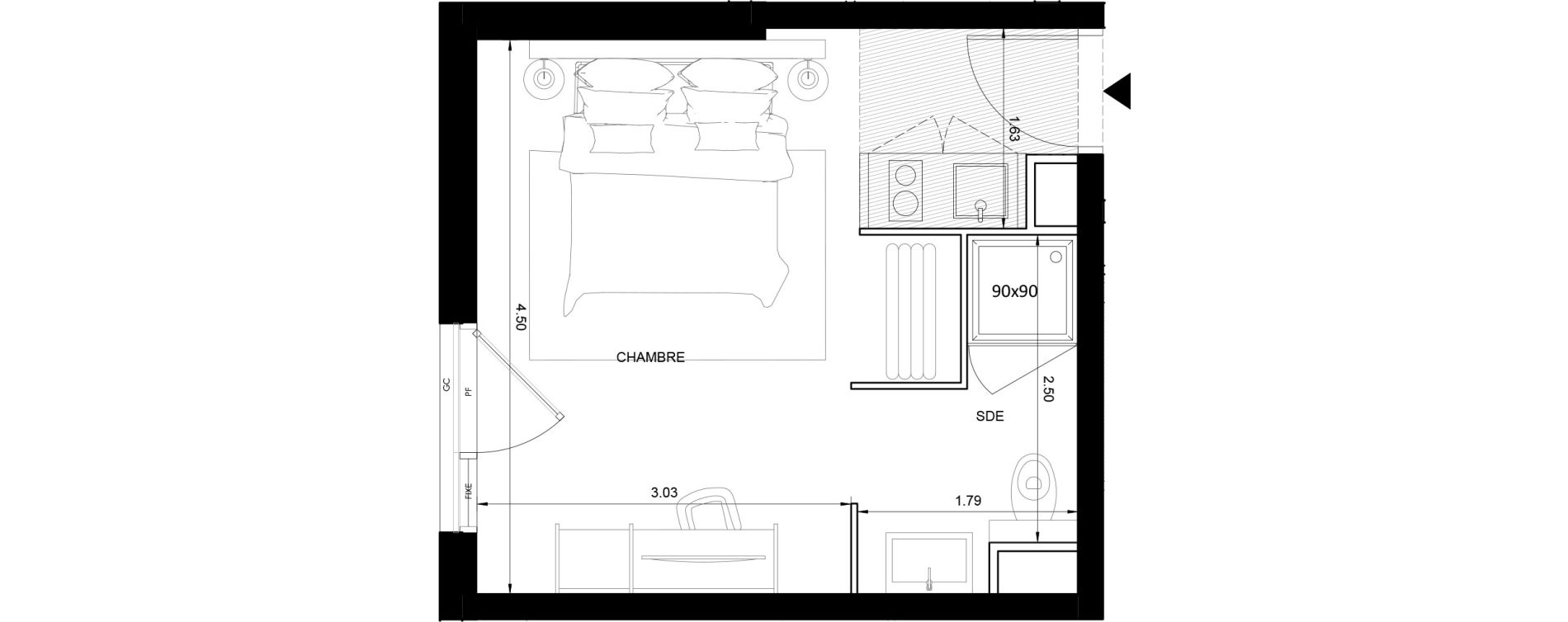 Studio meubl&eacute; de 20,99 m2 &agrave; Nice Grand ar&eacute;nas