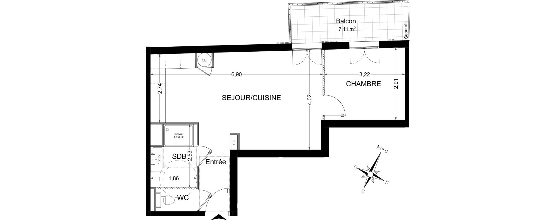 Appartement T2 de 41,90 m2 &agrave; Nice Jean medecin