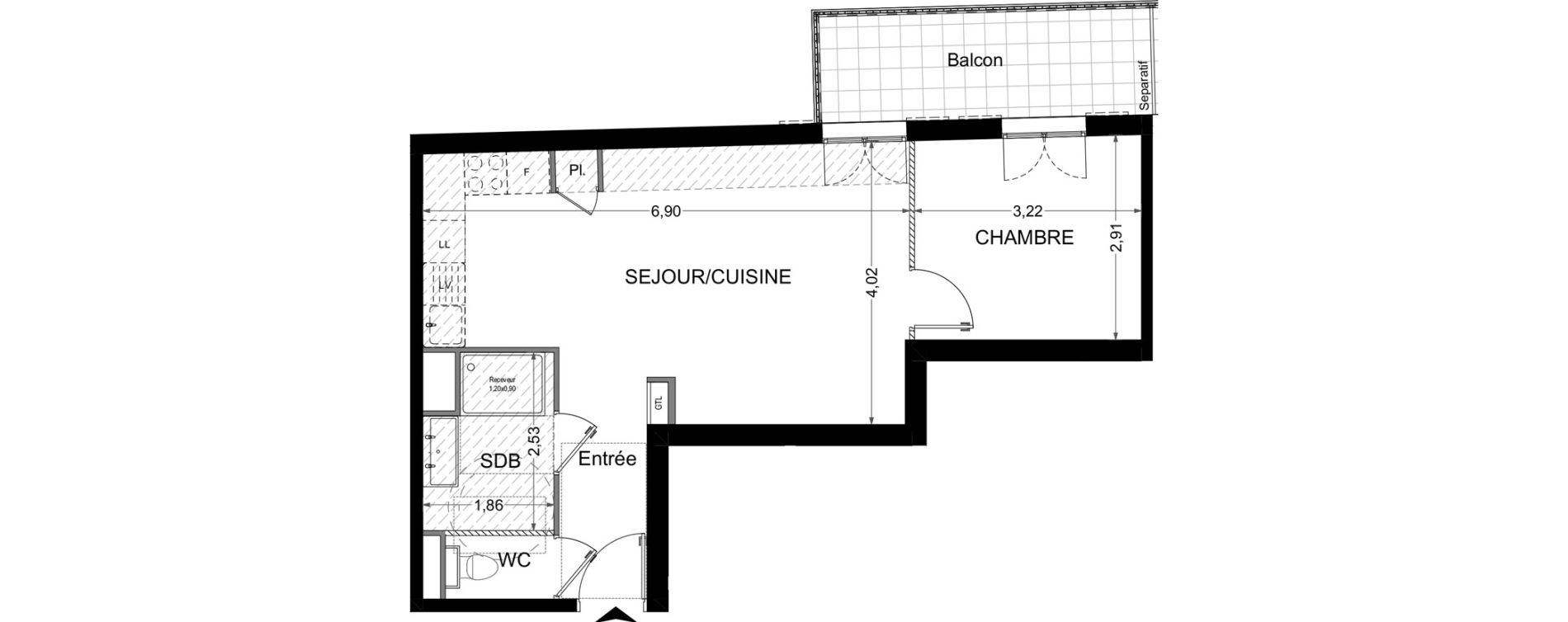 Appartement T2 de 42,20 m2 &agrave; Nice Jean medecin