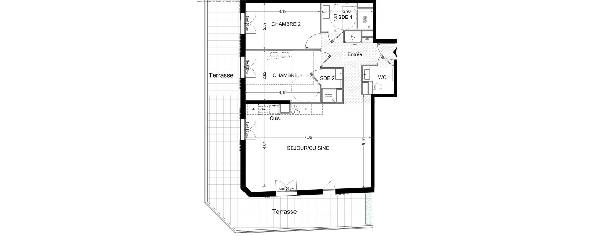 Appartement T3 de 74,10 m2 &agrave; Nice Jean medecin
