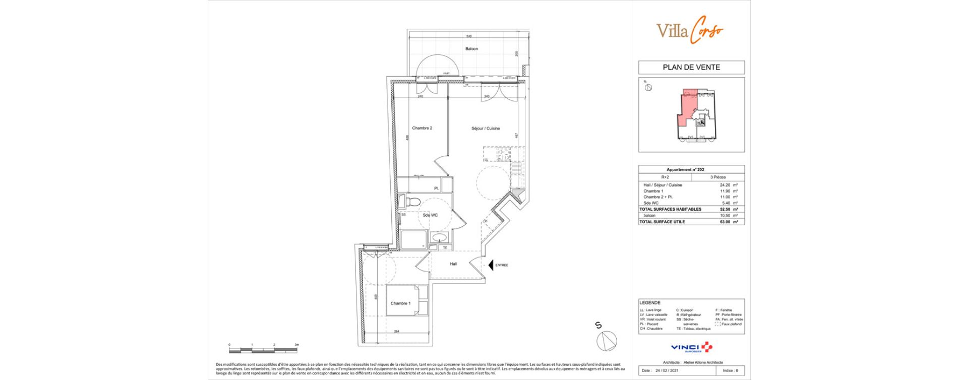 Appartement T3 de 52,50 m2 &agrave; Nice Riquier