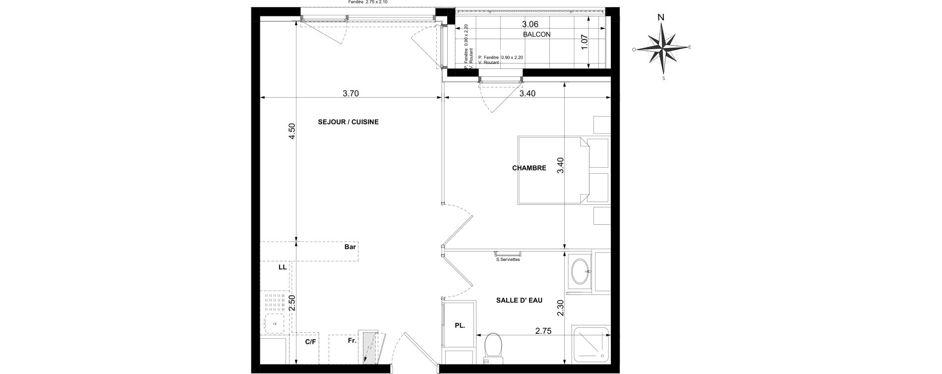 Appartement T2 de 43,90 m2 &agrave; Nice Saint roch