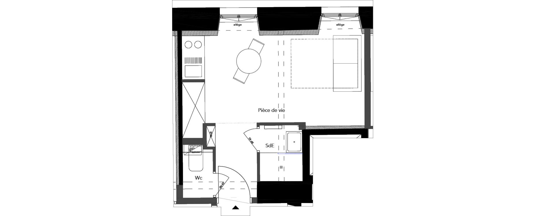 Appartement T1 de 19,61 m2 &agrave; Nice Carre d or