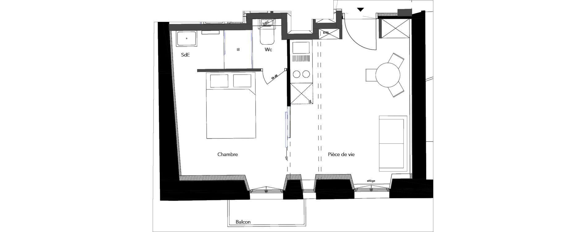 Appartement T2 de 28,49 m2 &agrave; Nice Carre d or
