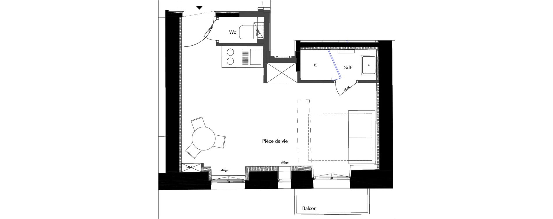 Appartement T1 bis de 22,49 m2 &agrave; Nice Carre d or