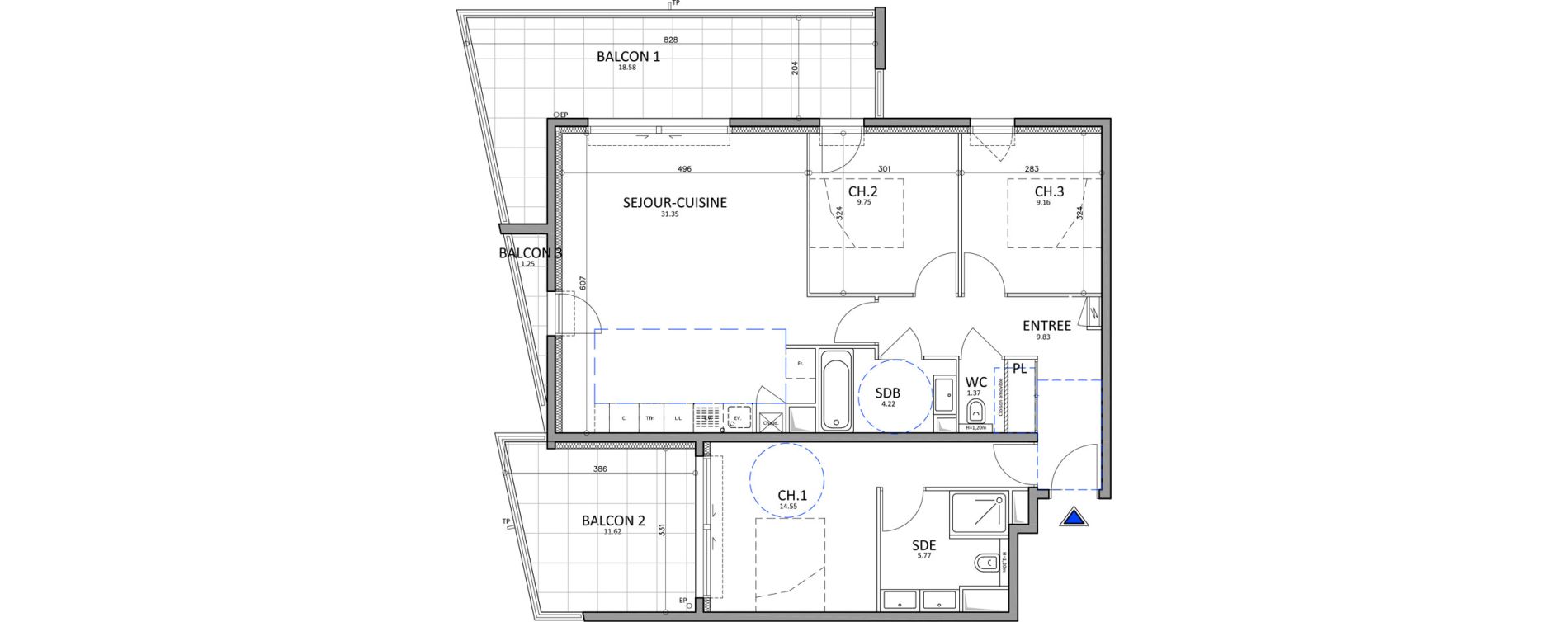 Appartement T4 de 86,00 m2 &agrave; Nice Rimiez