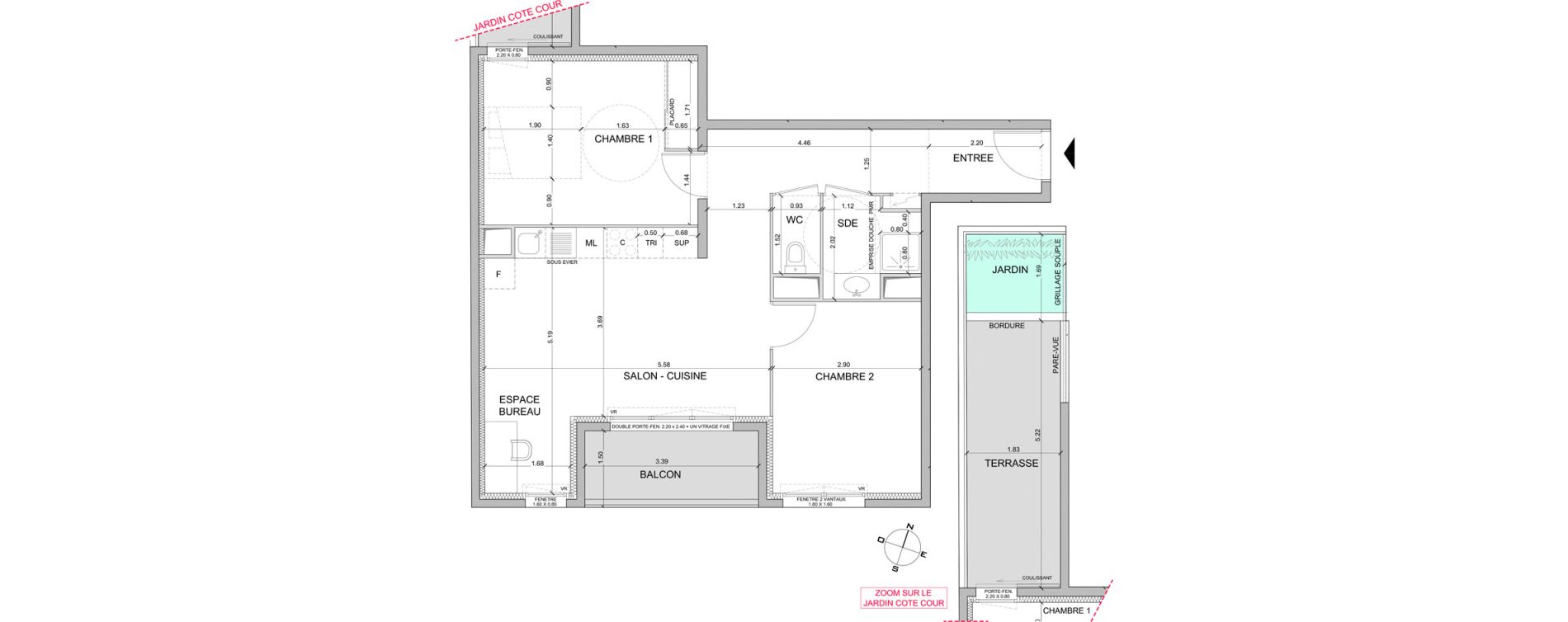 Appartement T3 de 60,50 m2 &agrave; Nice Cessole