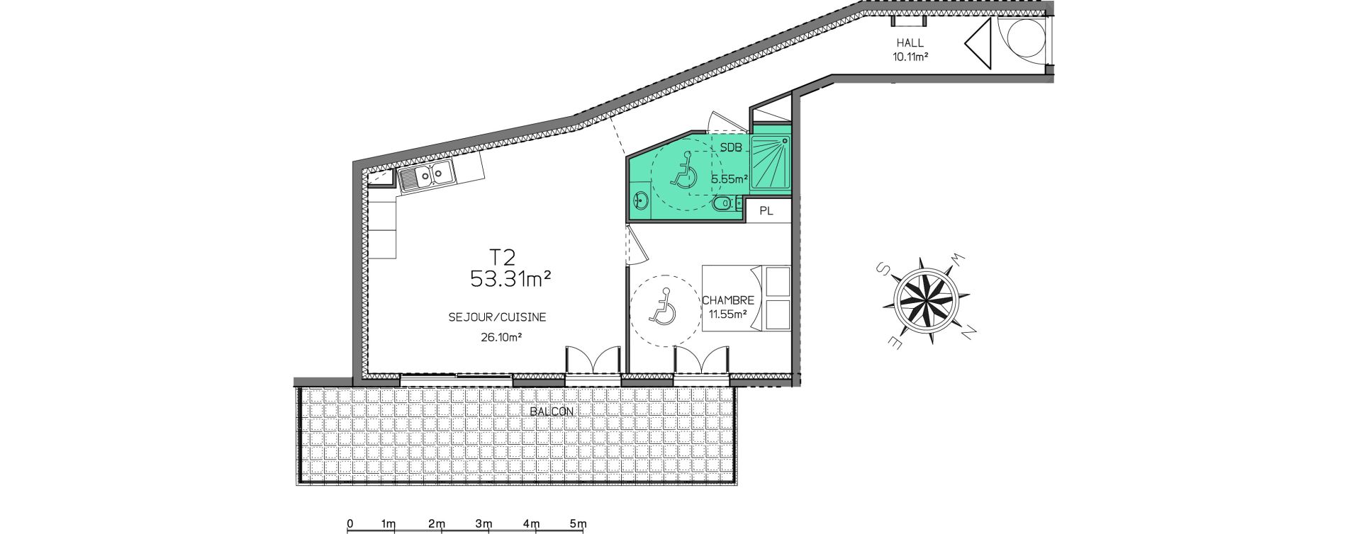 Appartement T2 de 53,31 m2 &agrave; Nice Saint antoine