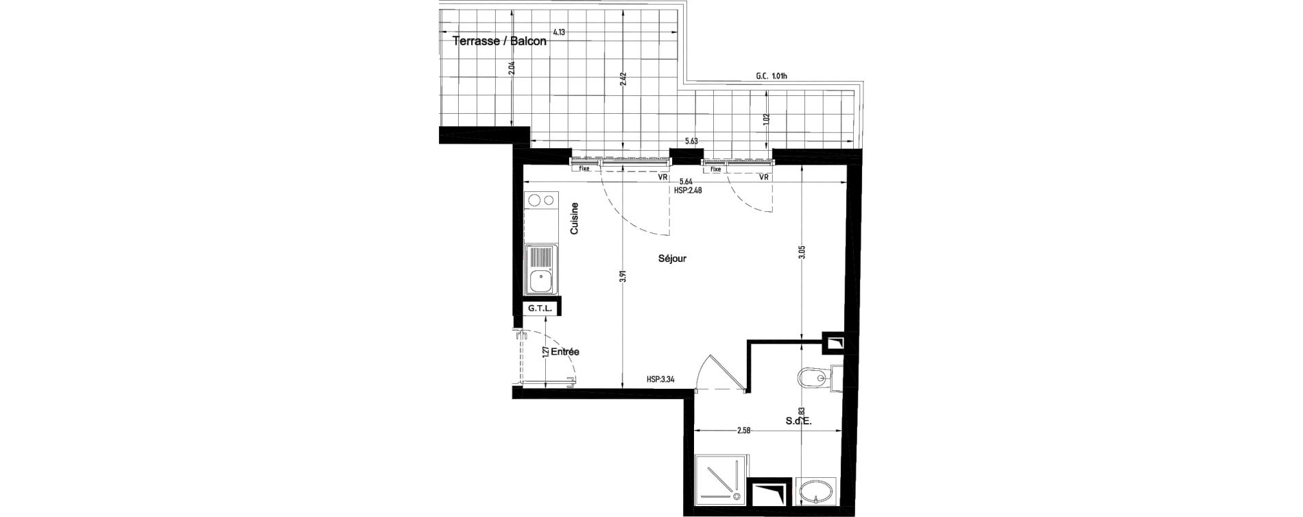 Appartement T1 de 26,25 m2 &agrave; Nice Riquier