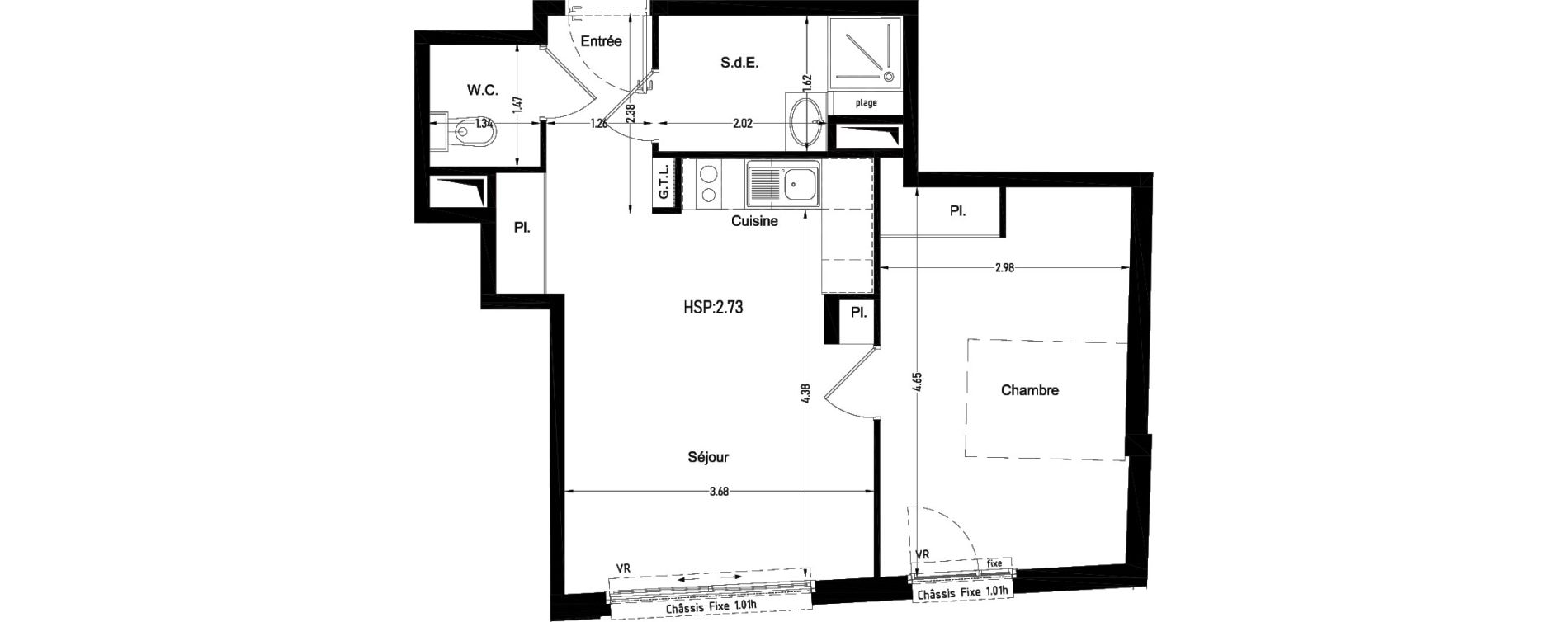 Appartement T2 de 41,75 m2 &agrave; Nice Riquier