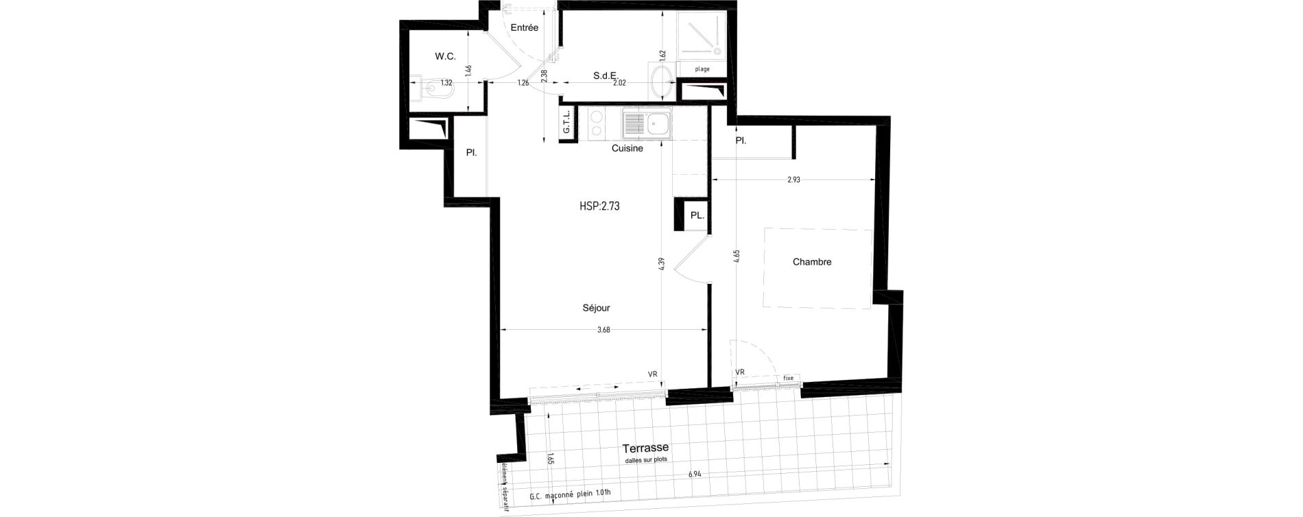 Appartement T2 de 41,80 m2 &agrave; Nice Riquier