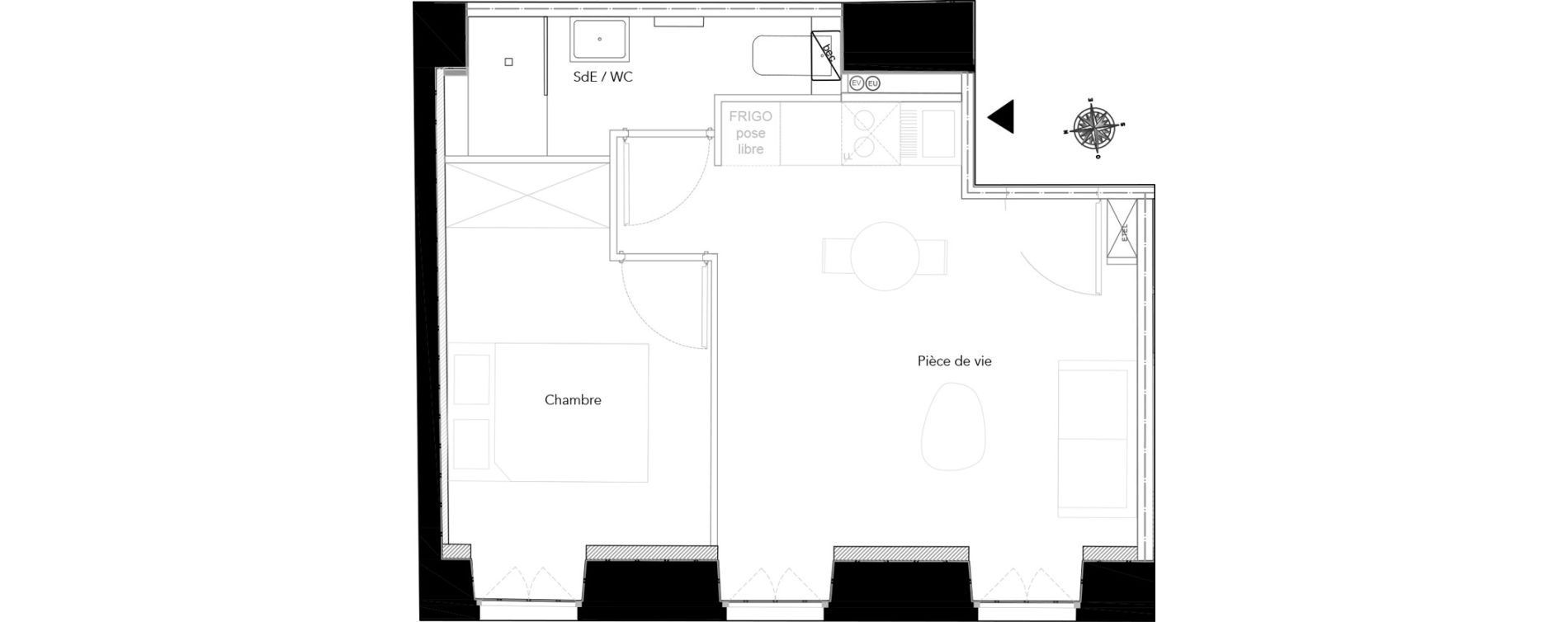 Appartement T2 de 33,78 m2 &agrave; Nice Bonaparte