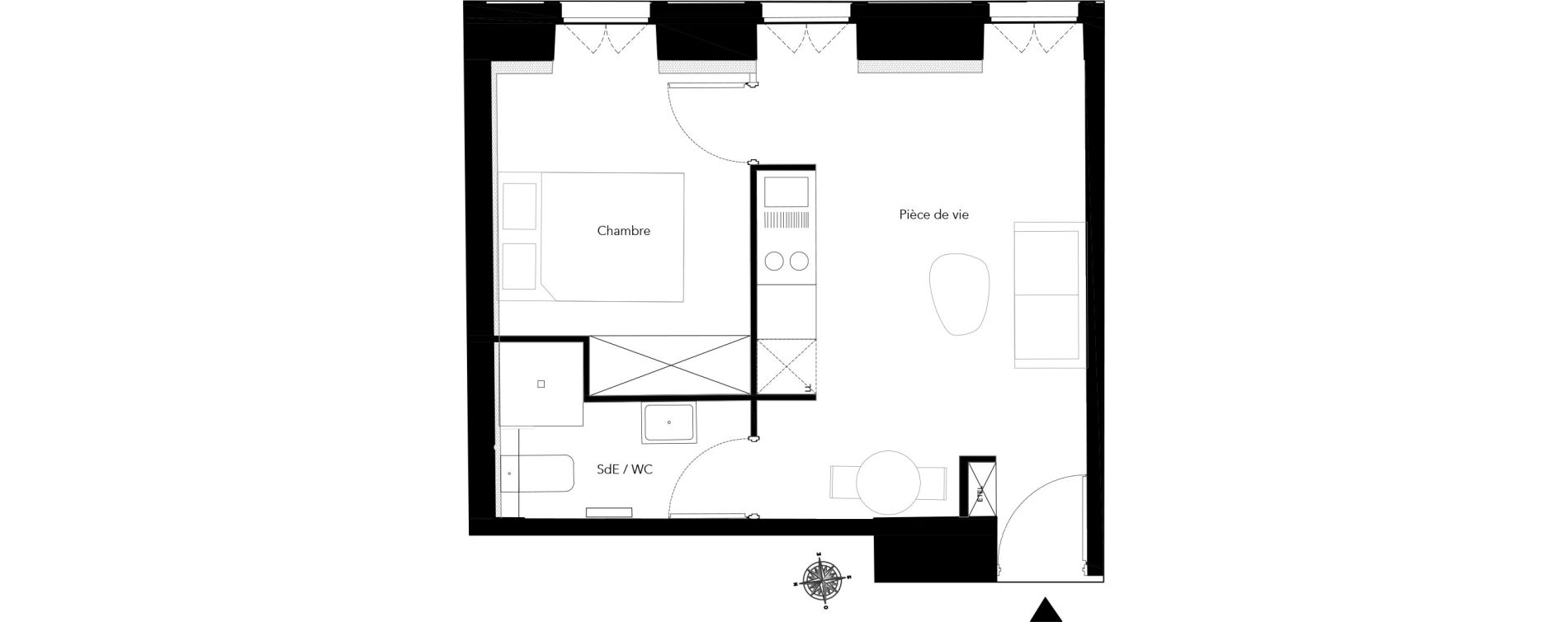 Appartement T2 de 32,70 m2 &agrave; Nice Bonaparte
