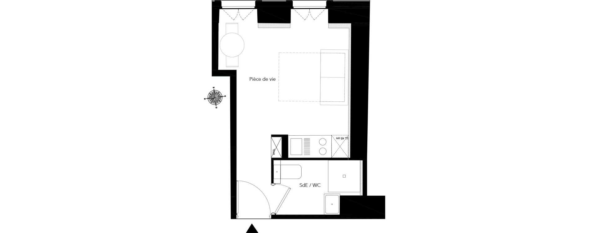 Appartement T1 de 18,80 m2 &agrave; Nice Bonaparte