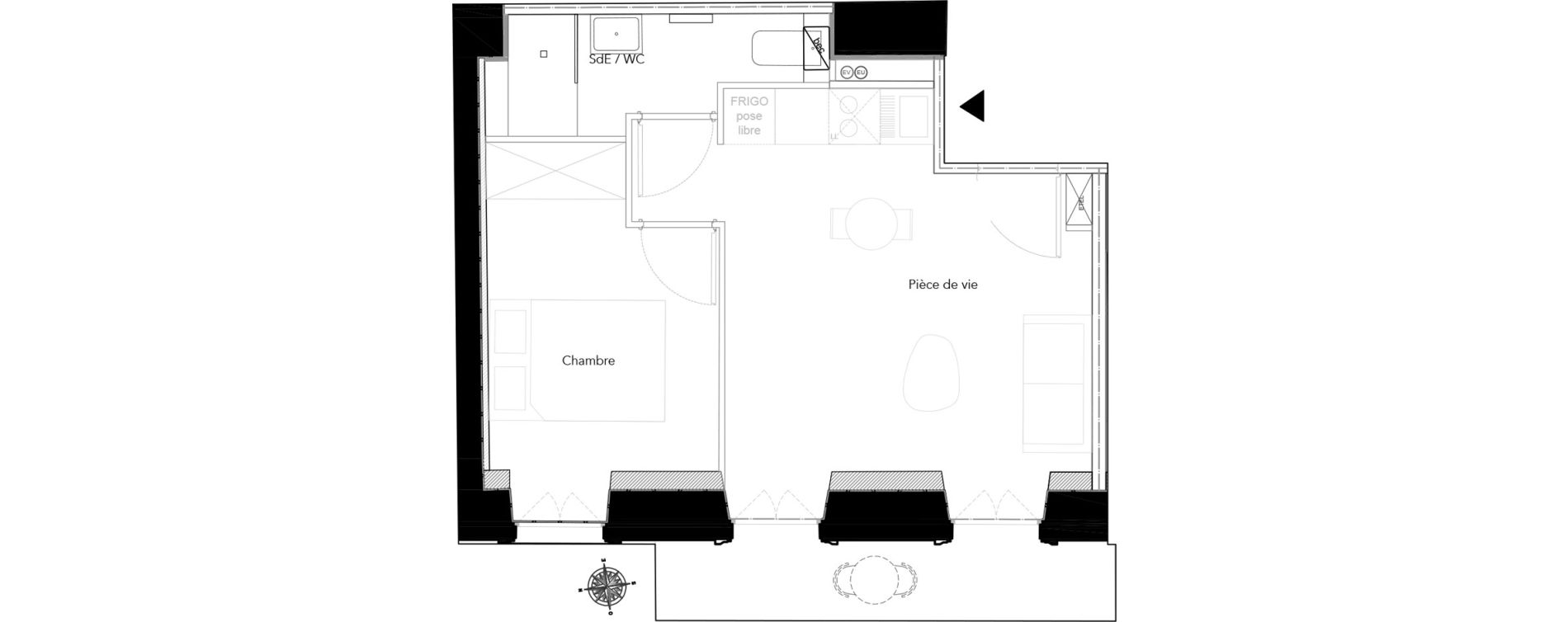 Appartement T2 de 33,56 m2 &agrave; Nice Bonaparte