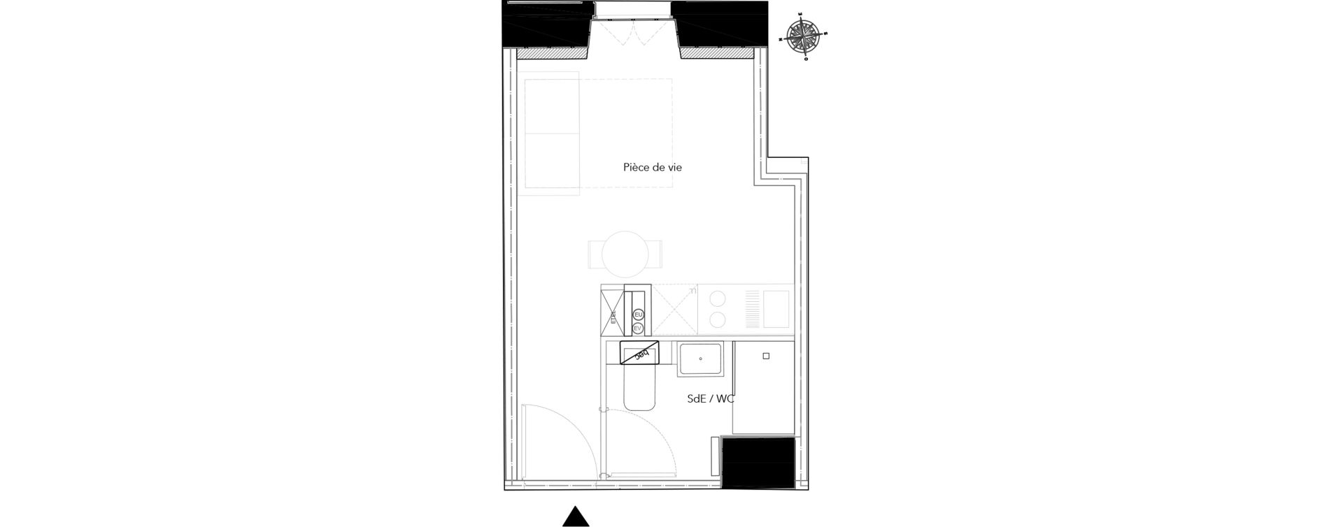 Appartement T1 de 17,55 m2 &agrave; Nice Bonaparte