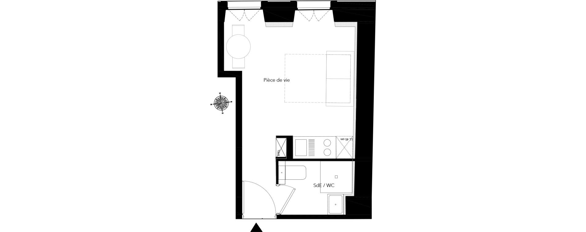 Appartement T1 de 18,63 m2 &agrave; Nice Bonaparte