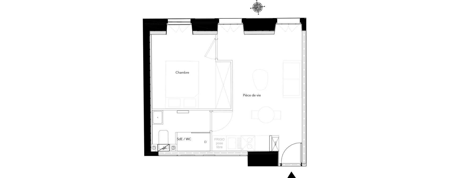 Appartement T2 de 32,55 m2 &agrave; Nice Bonaparte