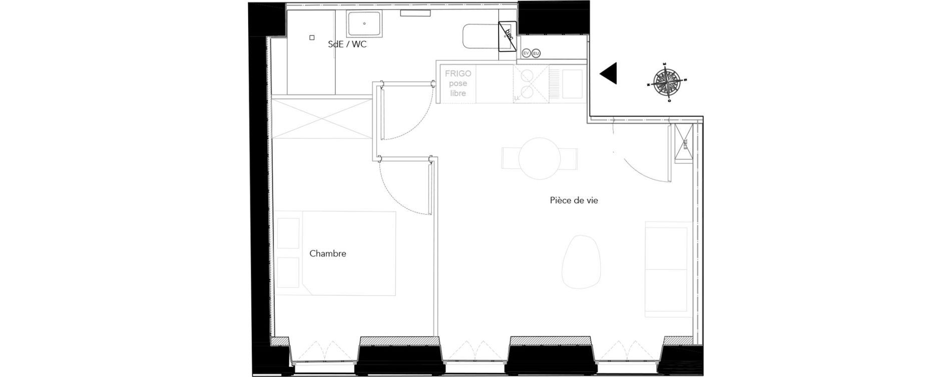 Appartement T2 de 33,79 m2 &agrave; Nice Bonaparte