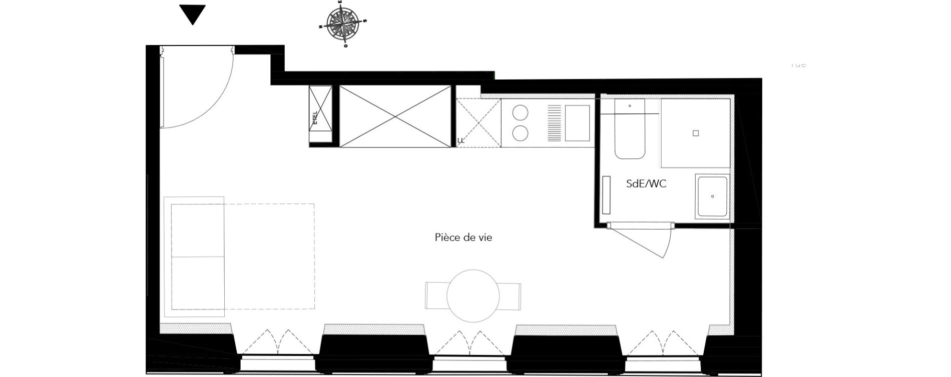 Appartement T1 de 24,89 m2 &agrave; Nice Bonaparte