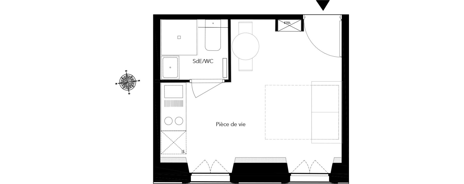 Appartement T1 de 17,13 m2 &agrave; Nice Bonaparte