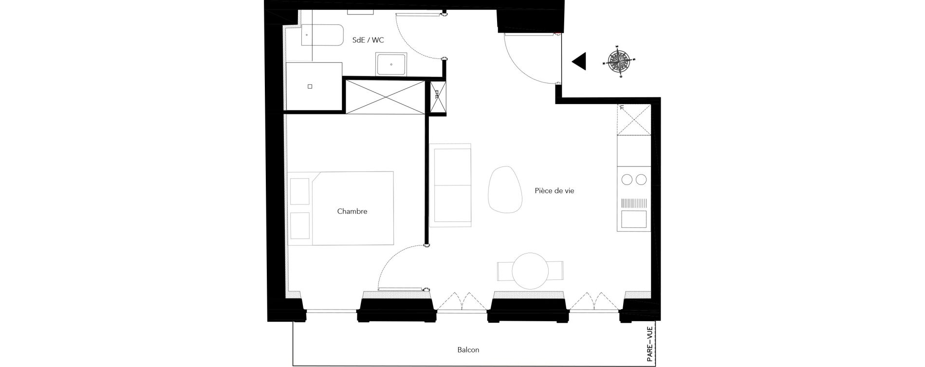 Appartement T2 de 34,17 m2 &agrave; Nice Bonaparte