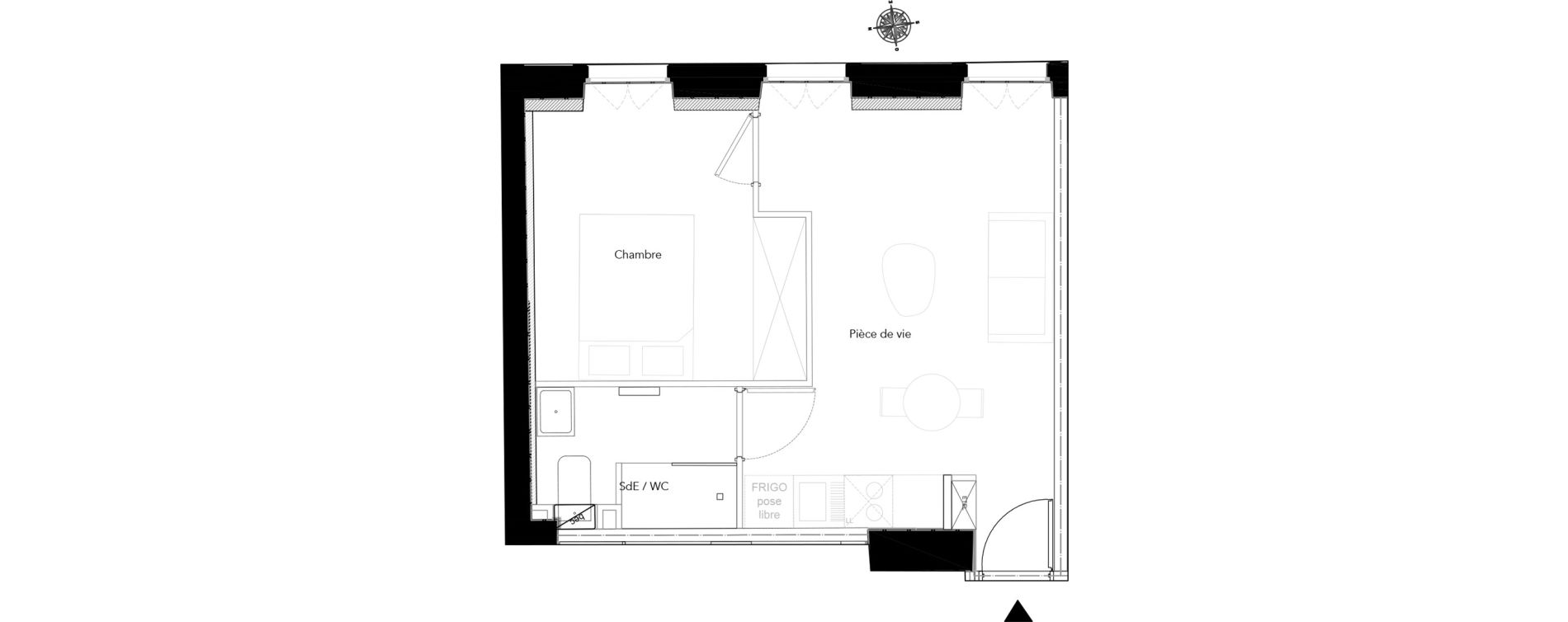 Appartement T2 de 32,93 m2 &agrave; Nice Bonaparte