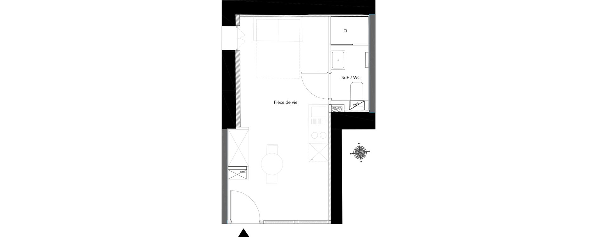 Appartement T1 de 23,12 m2 &agrave; Nice Bonaparte