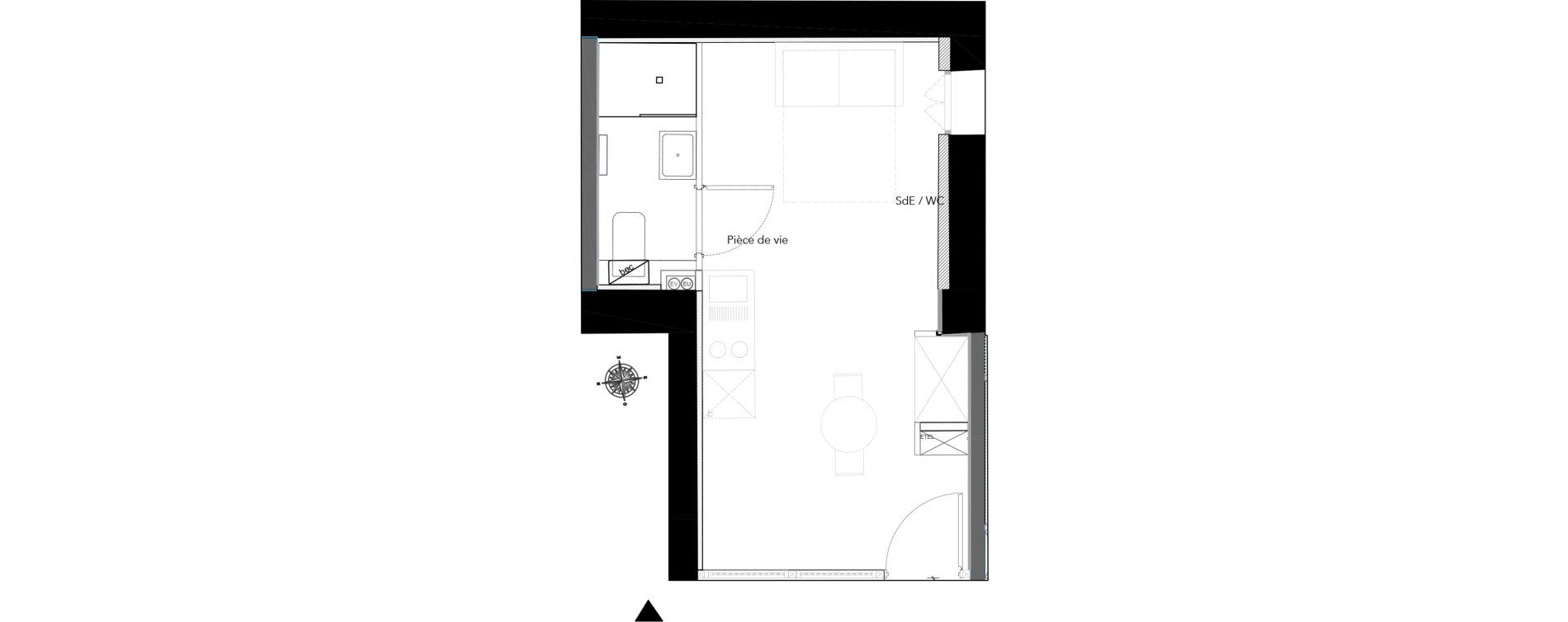 Appartement T1 de 23,58 m2 &agrave; Nice Bonaparte