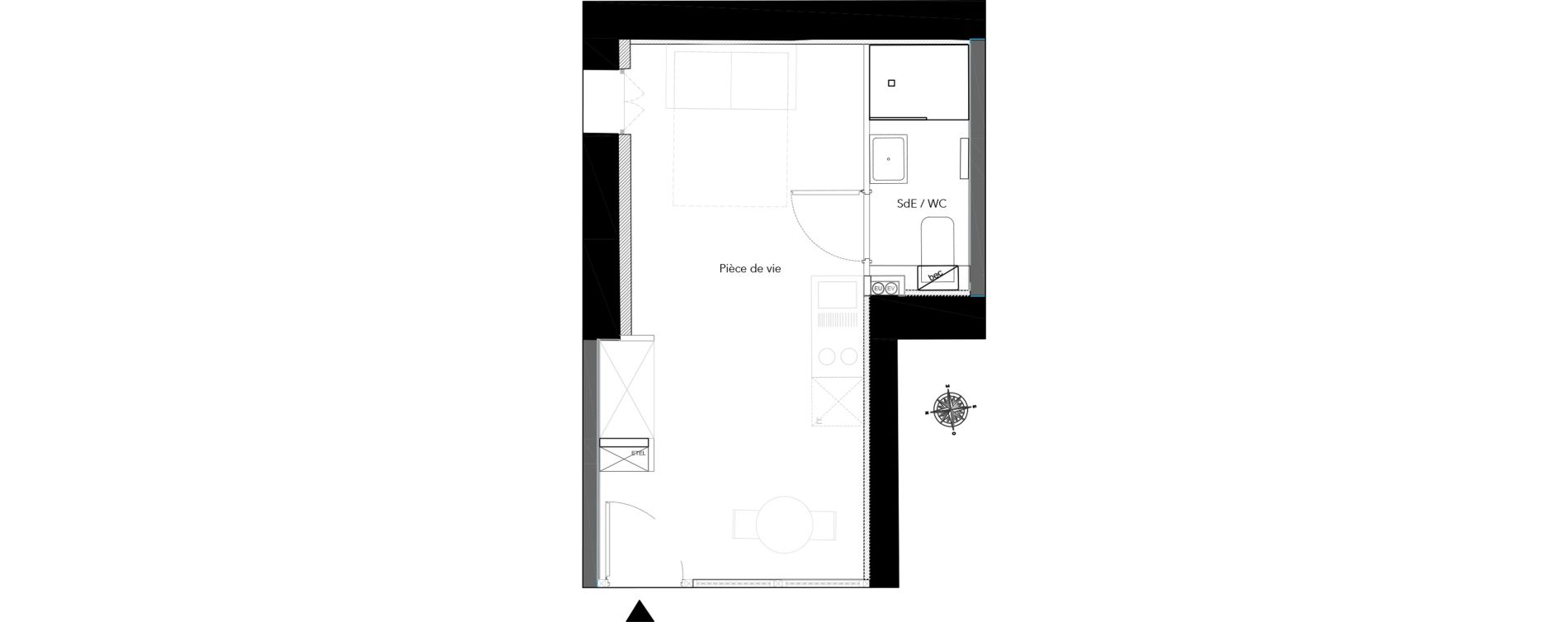 Appartement T1 de 23,12 m2 &agrave; Nice Bonaparte