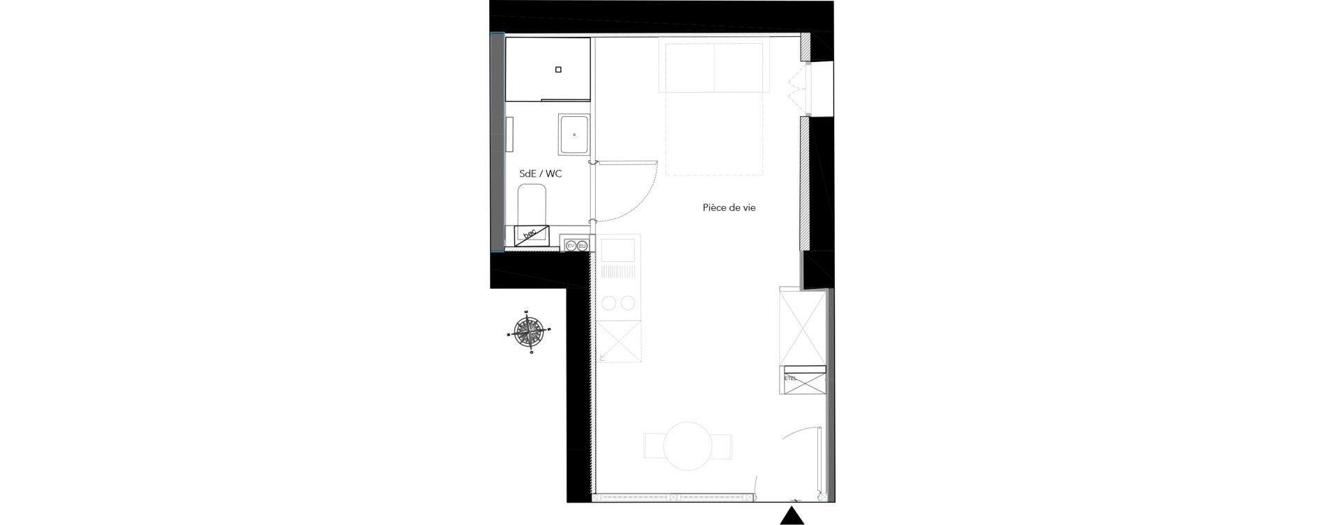 Appartement T1 de 23,60 m2 &agrave; Nice Bonaparte