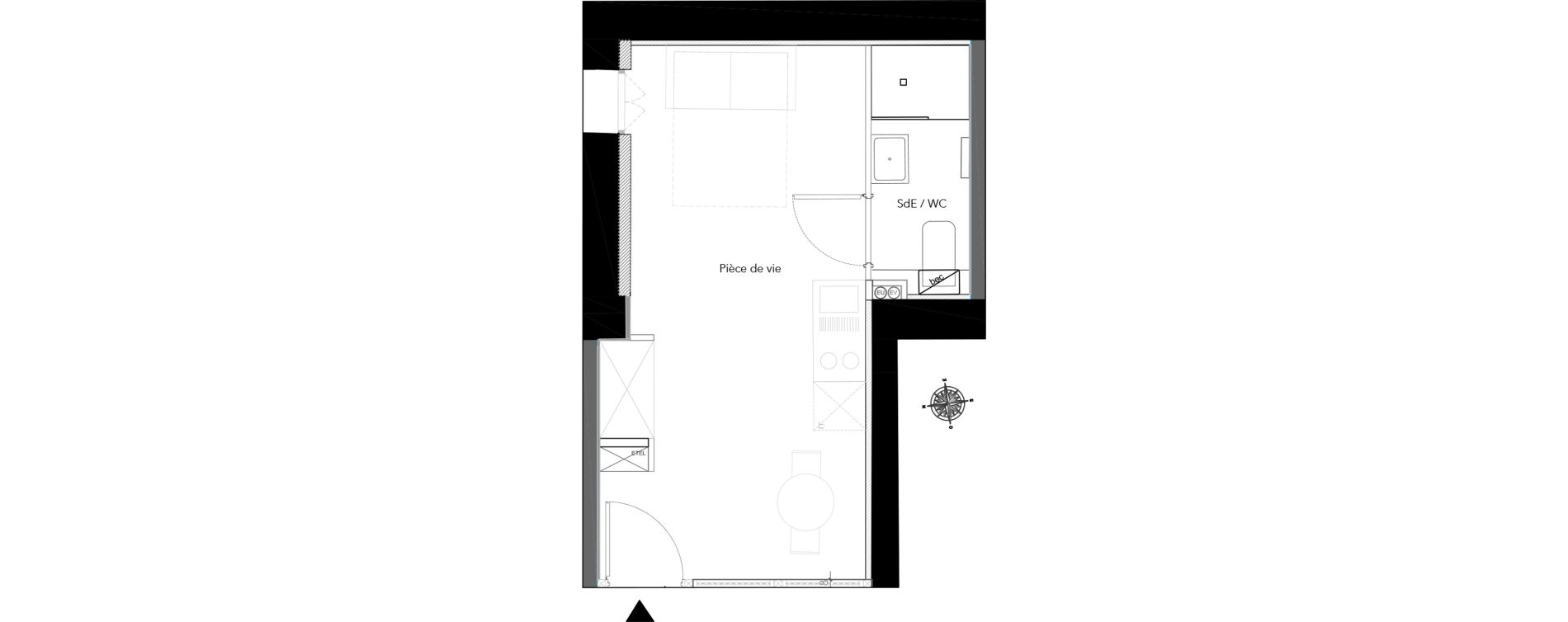 Appartement T1 de 23,25 m2 &agrave; Nice Bonaparte
