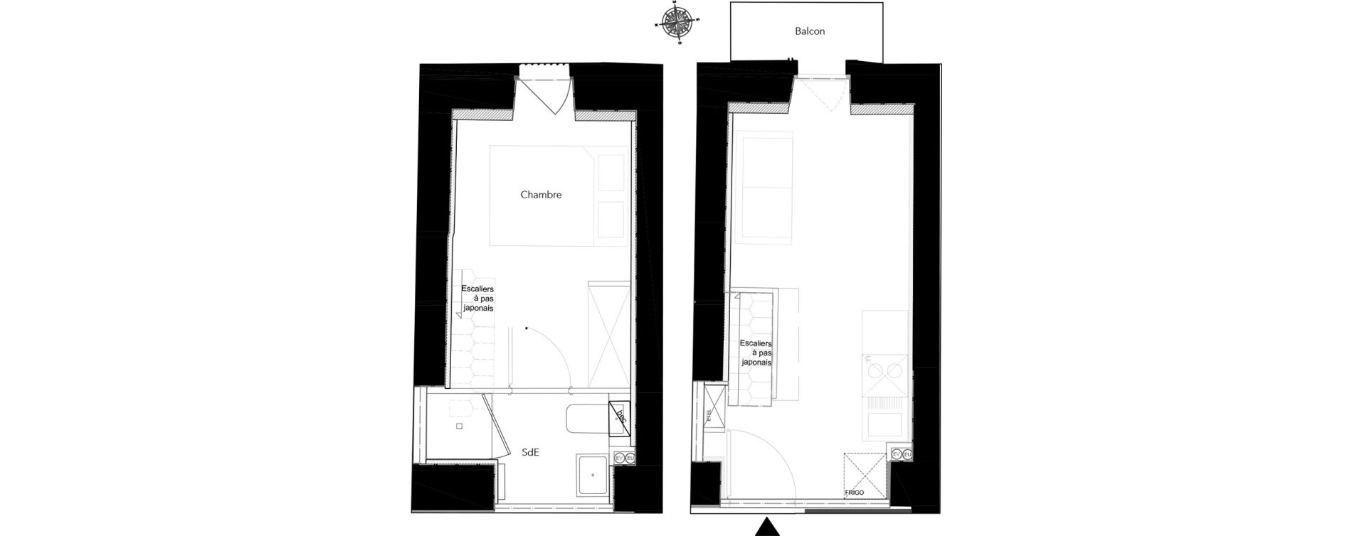 Duplex T2 de 26,75 m2 &agrave; Nice Bonaparte