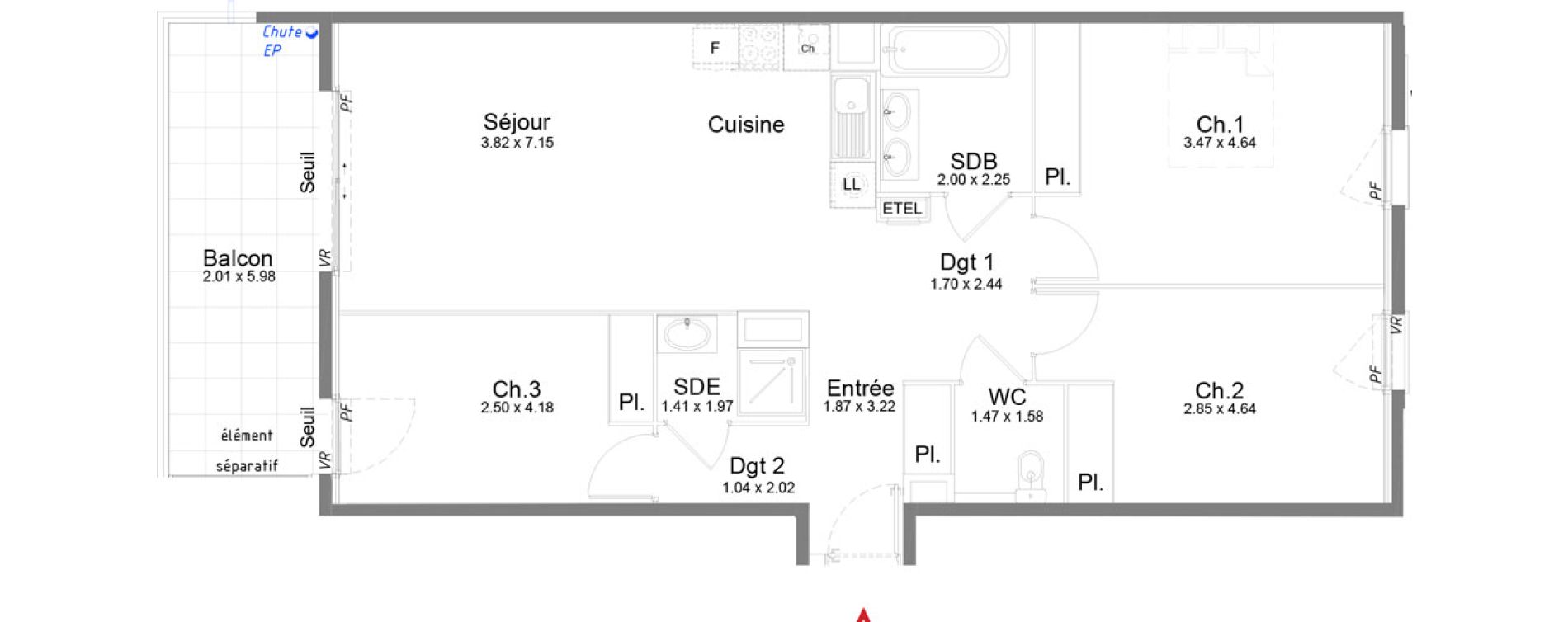 Appartement T4 de 86,60 m2 &agrave; Opio Le gorgier