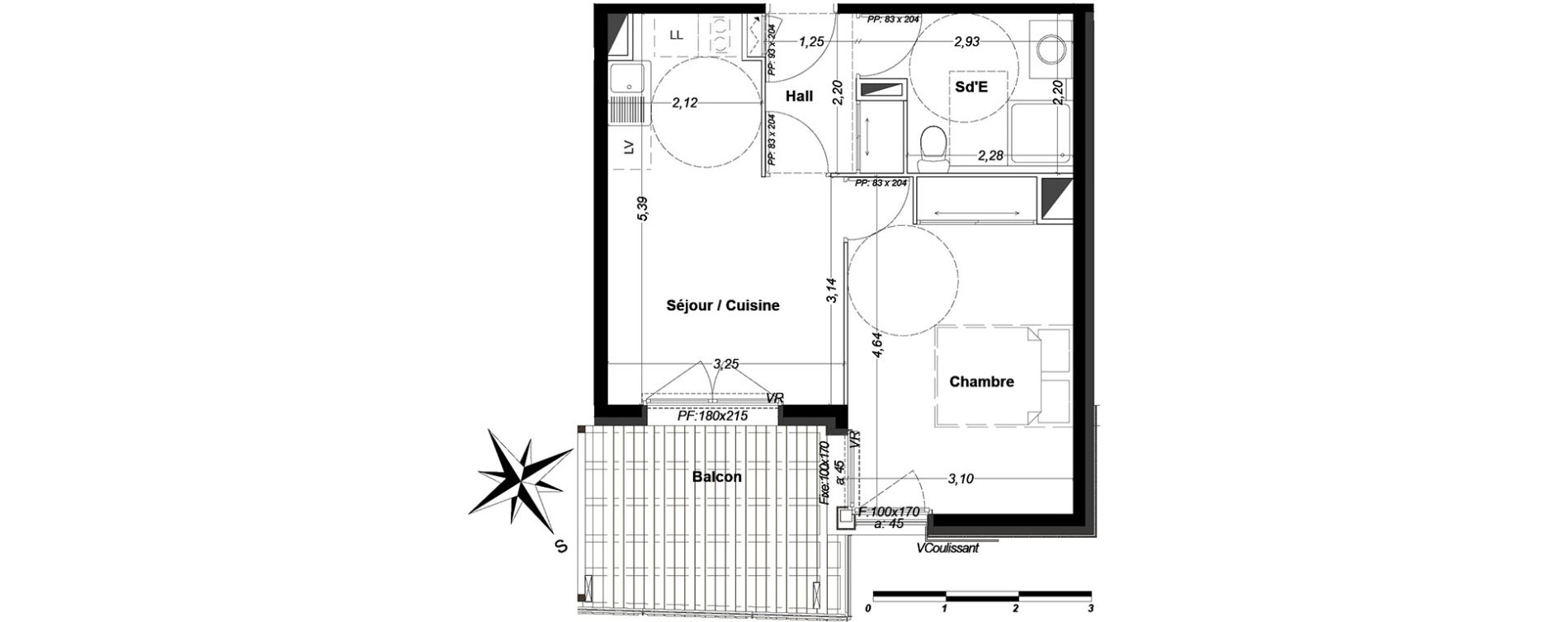 Appartement T2 de 37,75 m2 &agrave; P&eacute;one Centre