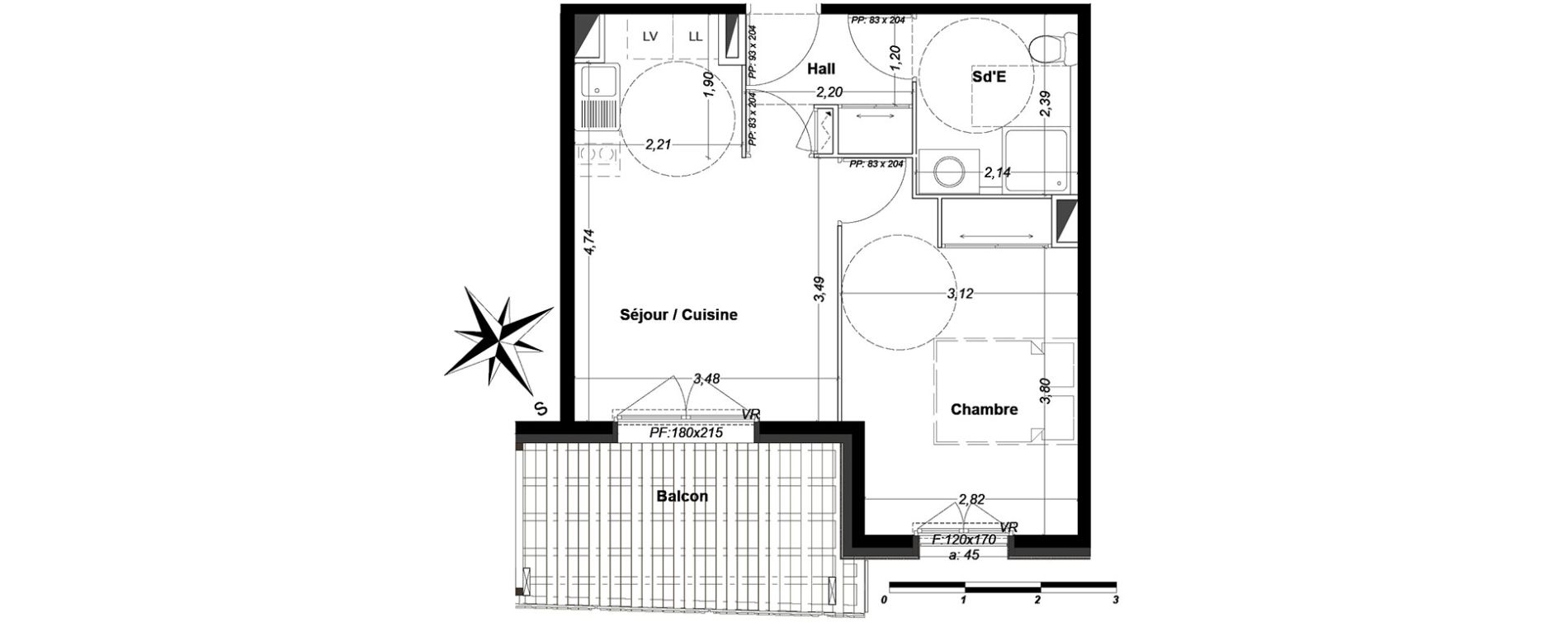 Appartement T2 de 38,68 m2 &agrave; P&eacute;one Centre