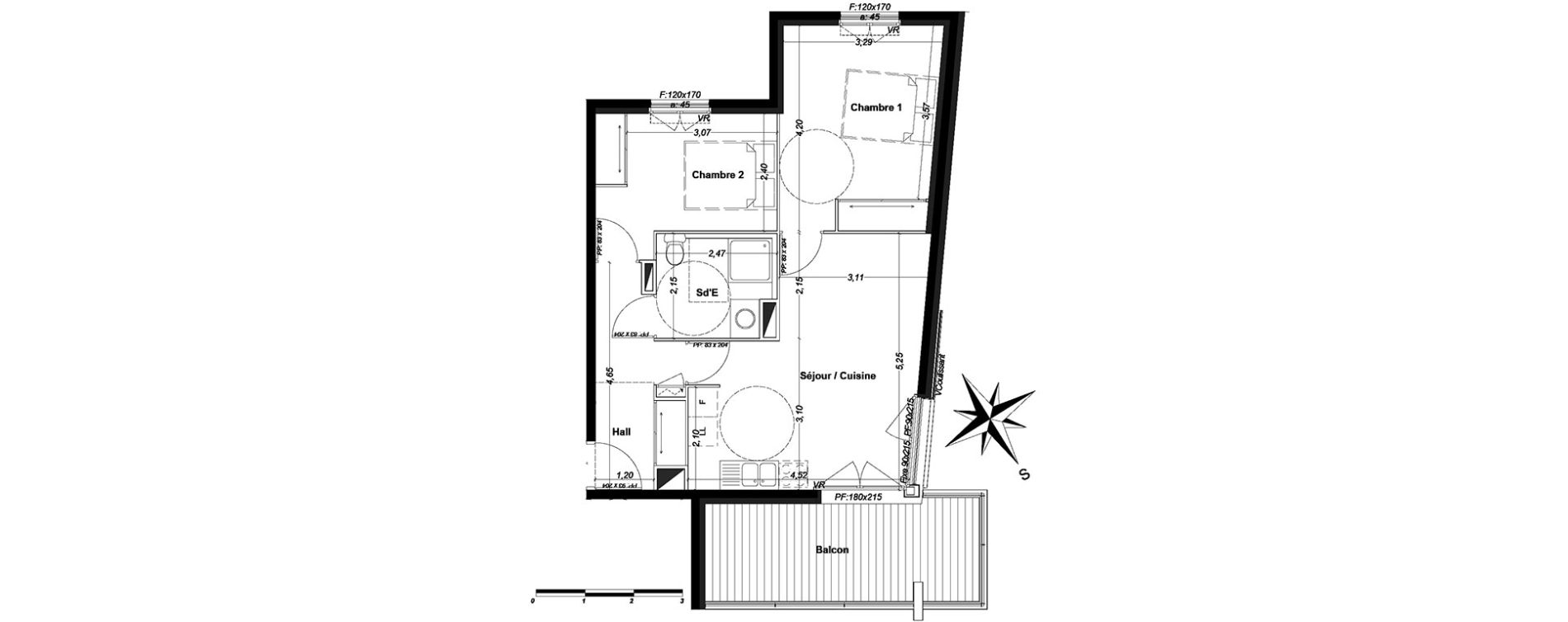 Appartement T3 de 55,70 m2 &agrave; P&eacute;one Centre