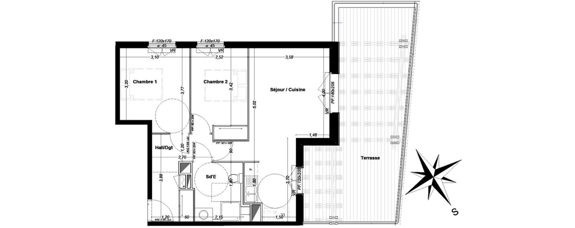 Appartement T3 de 57,72 m2 &agrave; P&eacute;one Centre