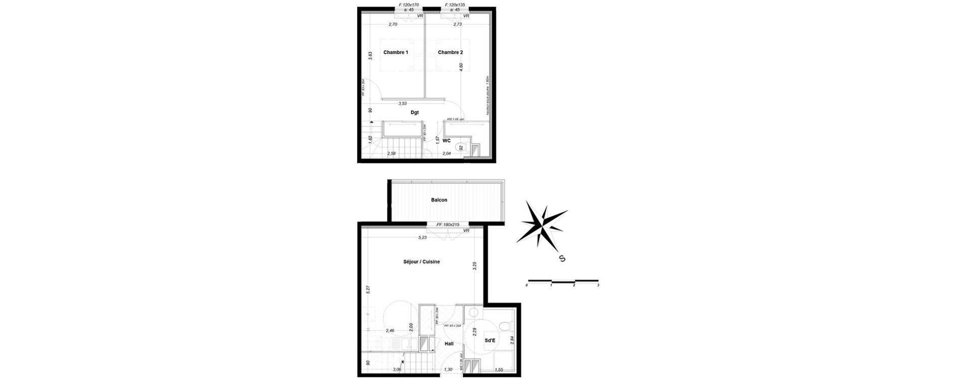Duplex T3 de 65,35 m2 &agrave; P&eacute;one Centre