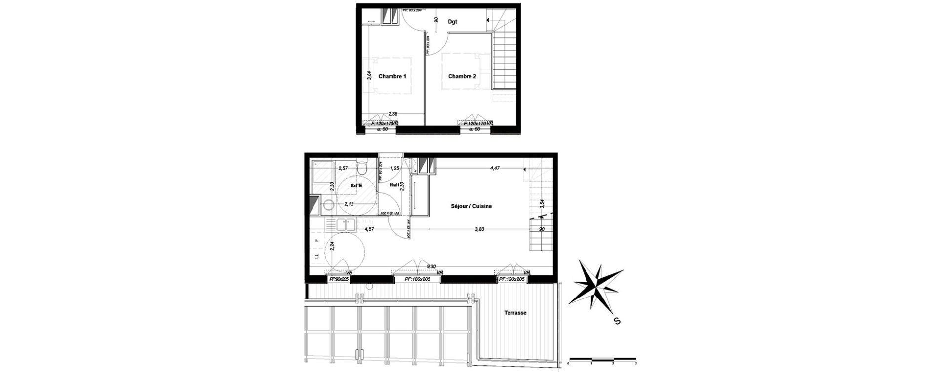 Duplex T3 de 63,11 m2 &agrave; P&eacute;one Centre