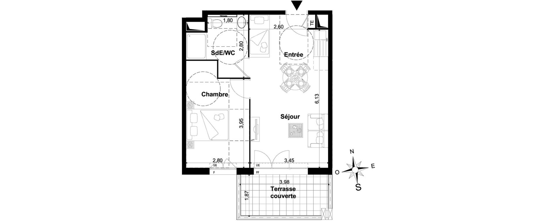 Appartement T2 de 40,90 m2 &agrave; P&eacute;one Centre