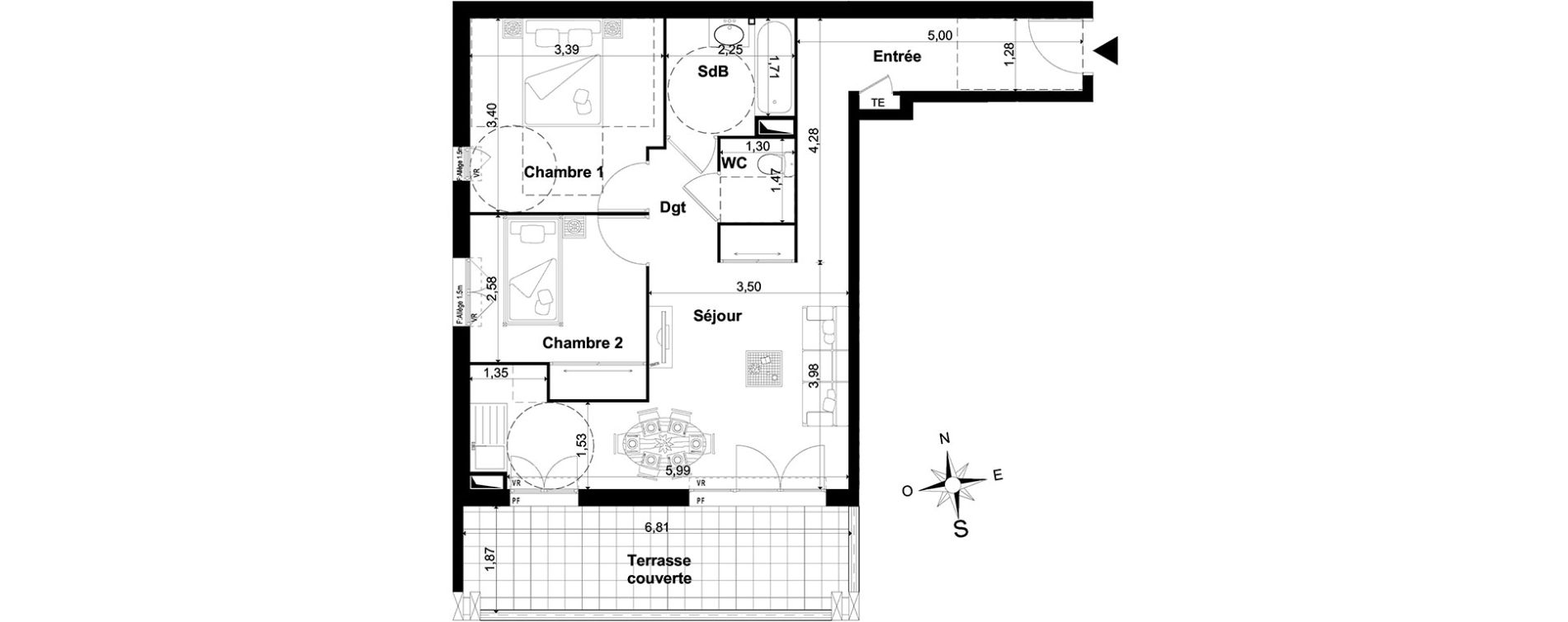 Appartement T3 de 58,30 m2 &agrave; P&eacute;one Centre