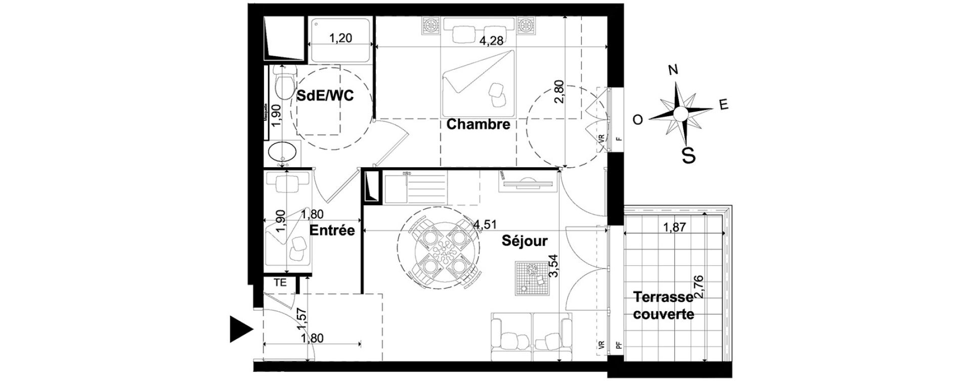 Appartement T2 de 38,70 m2 &agrave; P&eacute;one Centre