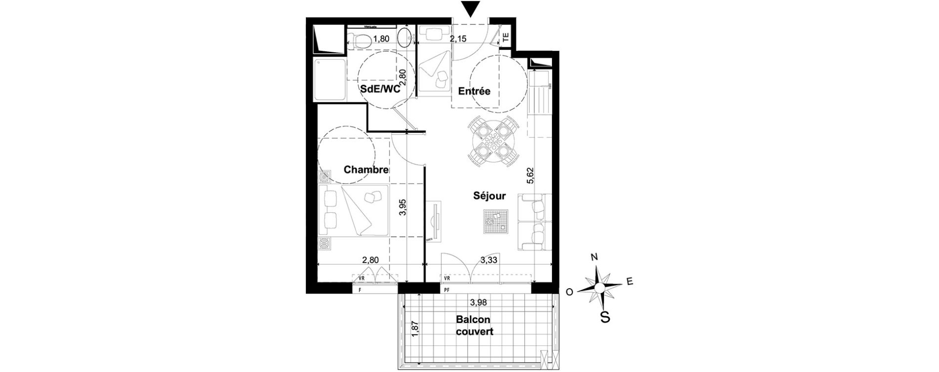 Appartement T2 de 39,55 m2 &agrave; P&eacute;one Centre