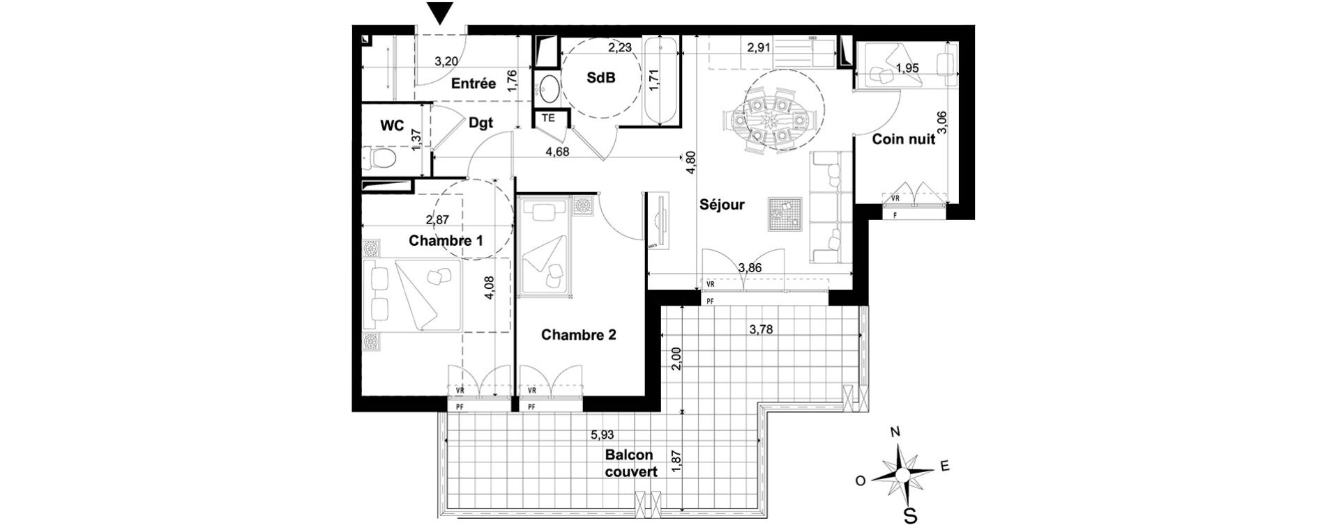 Appartement T3 de 58,65 m2 &agrave; P&eacute;one Centre